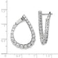 Sterling Silver Shimmer Rhodium-Plated 40 Stone Cz Front And Back Teardrop Hinged Hoop Earrings