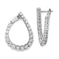 Sterling Silver Shimmer Rhodium-Plated 40 Stone Cz Front And Back Teardrop Hinged Hoop Earrings