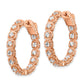 Sterling Silver Shimmer Rose-Tone Rose Flash Gold-Plated 28 Stone 2.5mm Cz In And Out Round Hinged Hoop Earrings