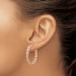 Sterling Silver Shimmer Rose-Tone Rose Flash Gold-Plated 28 Stone 2.5mm Cz In And Out Round Hinged Hoop Earrings