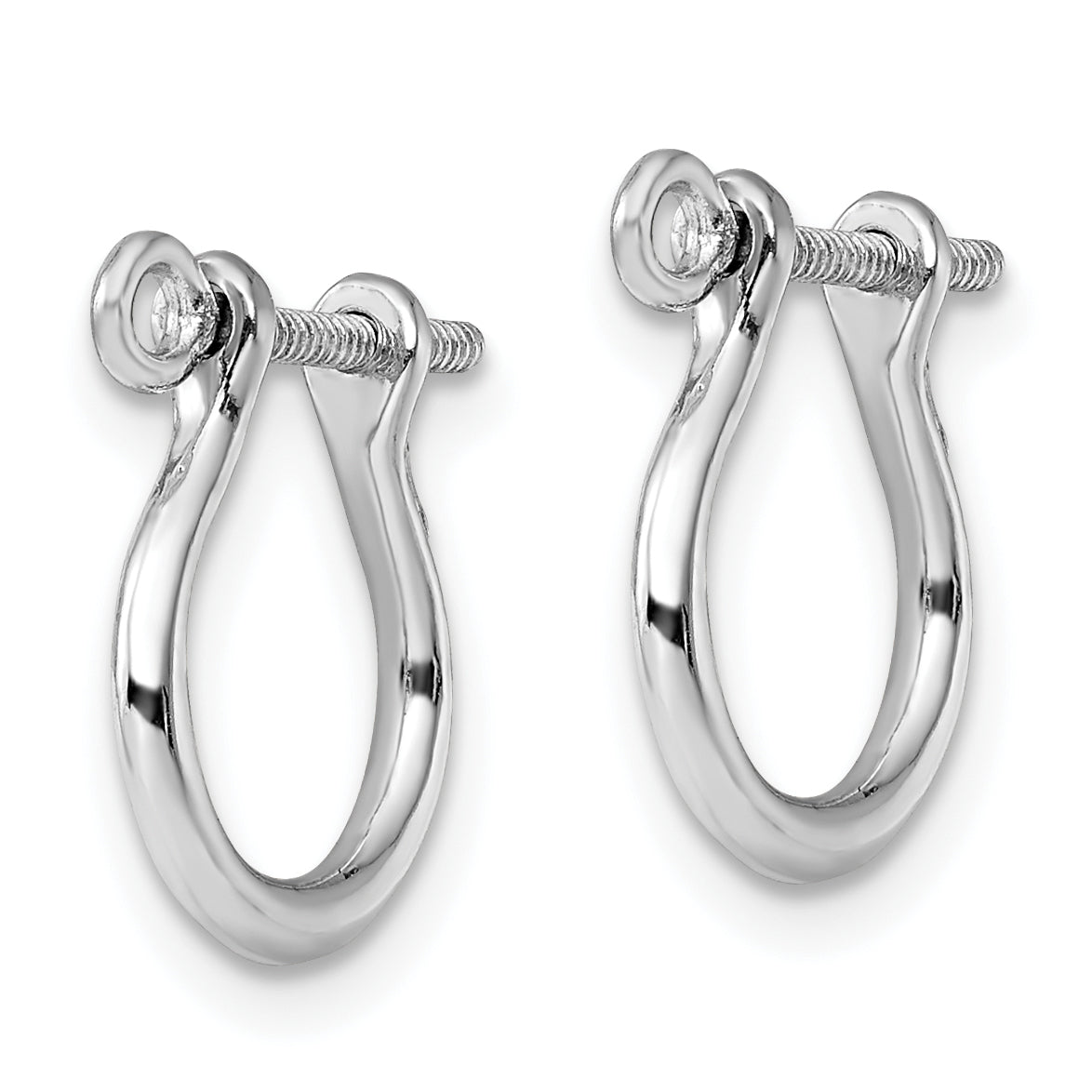 Sterling Silver De-Ani Rhodium-Plated Polished Small Shackle Link Screw Earrings