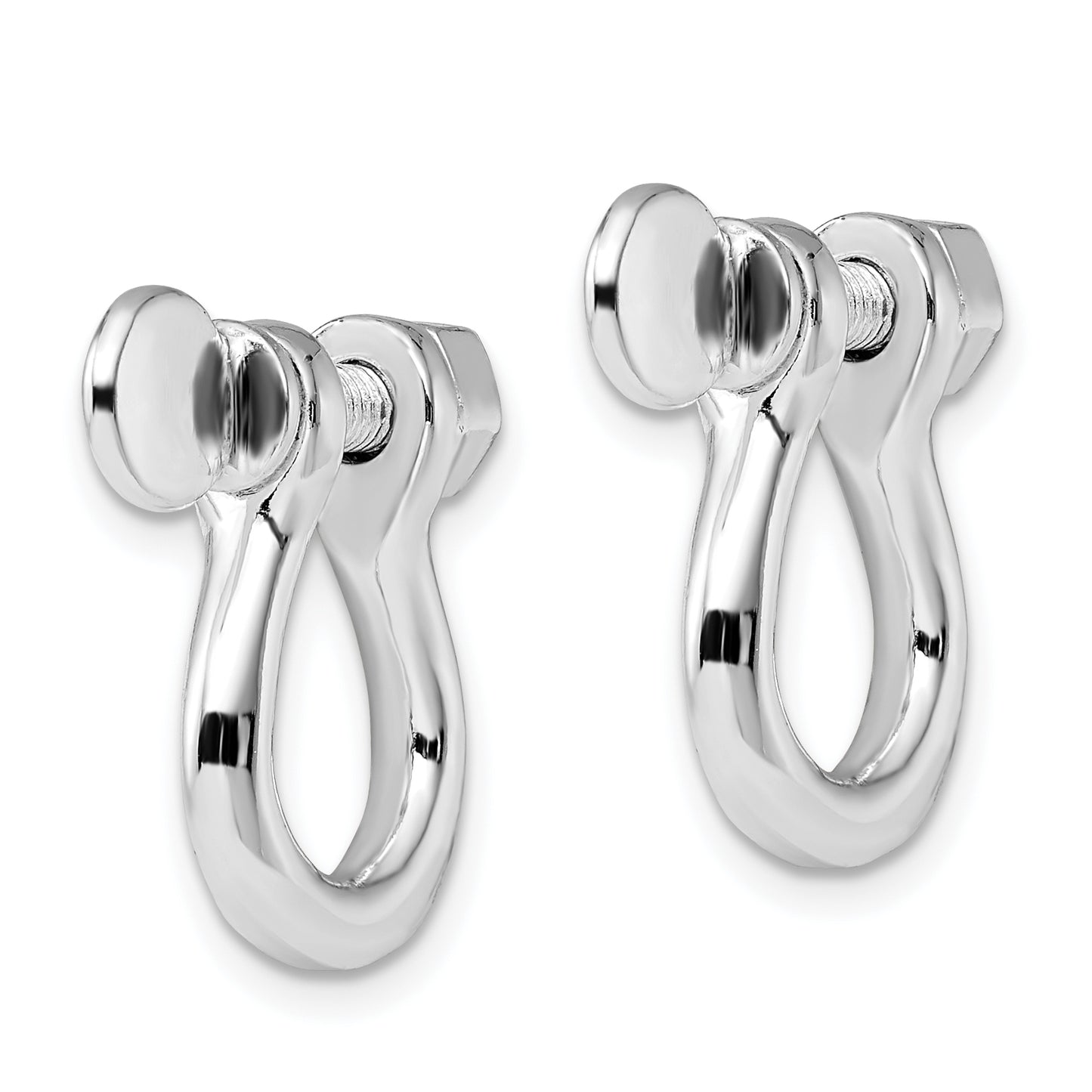 Sterling Silver De-Ani Rhodium-Plated Polished Shackle Link Screw Single Earrings