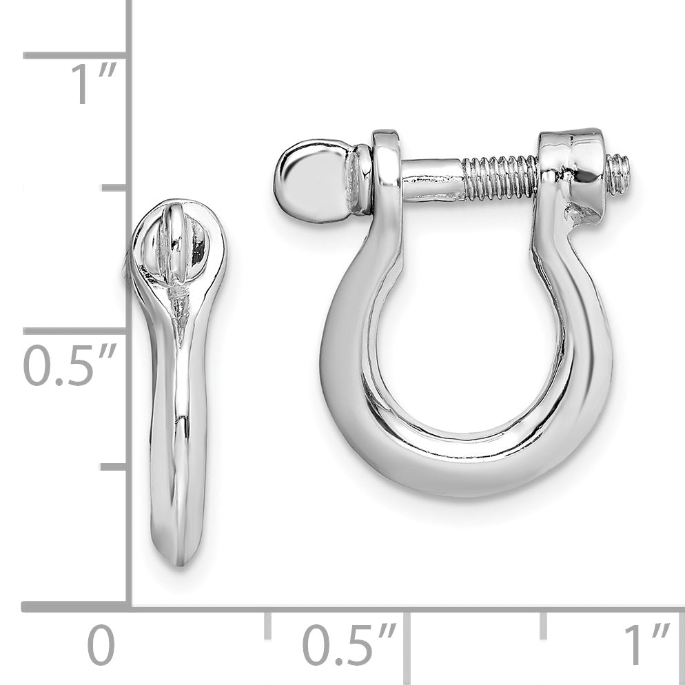 Sterling Silver De-Ani Rhodium-Plated Polished Medium Shackle Link Screw Earrings