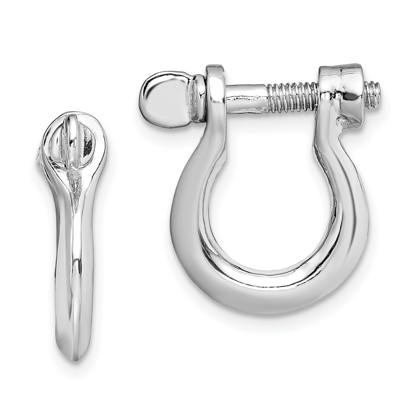 Sterling Silver De-Ani Rhodium-Plated Polished Medium Shackle Link Screw Earrings