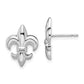 Sterling Silver De-Ani Rhodium-Plated Polished Small Fleur De Lis Post Earrings