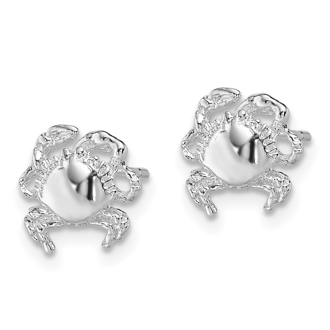 Sterling Silver De-Ani Rhodium-Plated Polished Crab Post Earrings