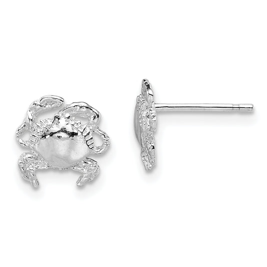 Sterling Silver De-Ani Rhodium-Plated Polished Crab Post Earrings