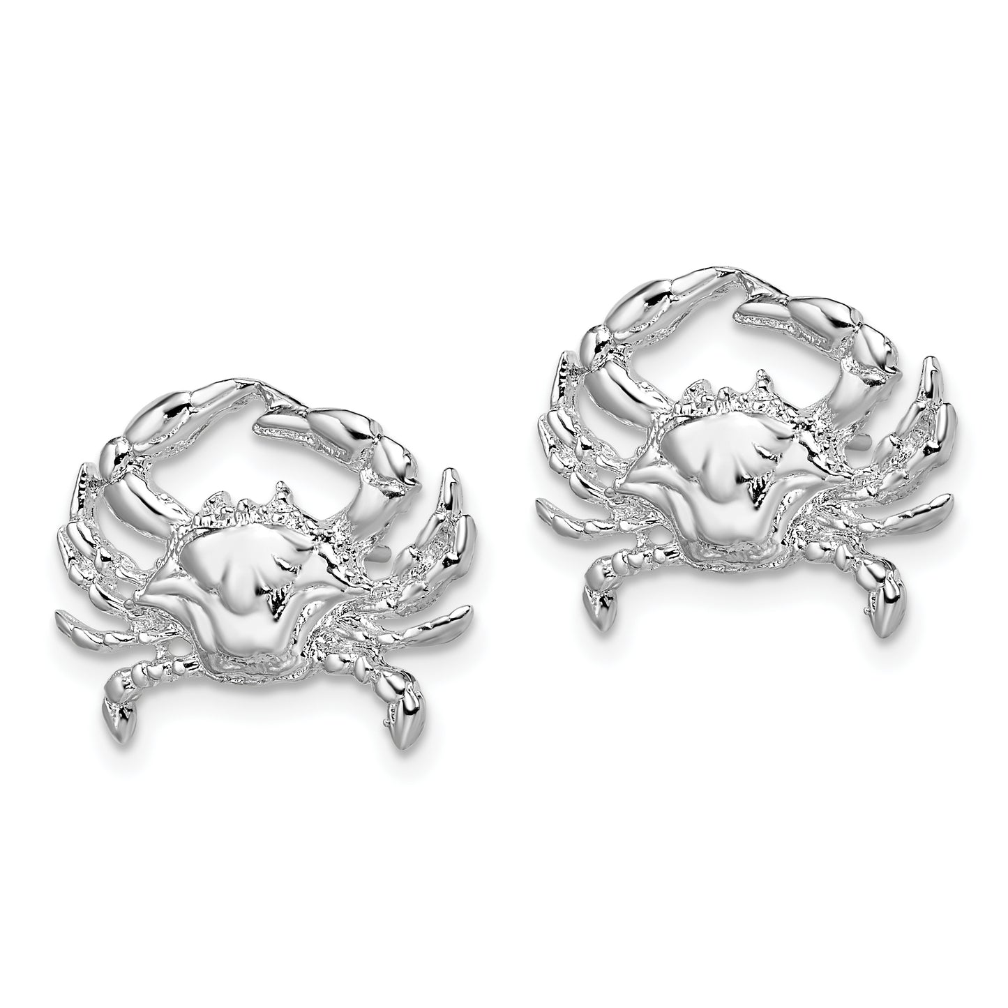 Sterling Silver De-Ani Rhodium-Plated Polished Blue Crab Post Earrings