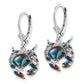 Sterling Silver De-Ani Rhodium-Plated Enameled Stone Crab Leverback Earrings