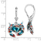 Sterling Silver De-Ani Rhodium-Plated Enameled Stone Crab Leverback Earrings