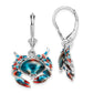 Sterling Silver De-Ani Rhodium-Plated Enameled Stone Crab Leverback Earrings