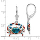 Sterling Silver De-Ani Rhodium-Plated Enameled Blue Crab Leverback Earrings