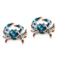 Sterling Silver De-Ani Rhodium-Plated Polished Enameled Blue Crab Post Earrings