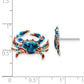 Sterling Silver De-Ani Rhodium-Plated Polished Enameled Blue Crab Post Earrings