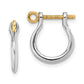 Silver/14K Two-Tone De-Ani Sterling Silver Rhodium-Plated Polished 3D Small Shackle With 14K Screw Earrings