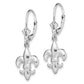 Sterling Silver De-Ani Rhodium-Plated Small Fleur De Lis Leverback Earrings