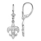 Sterling Silver De-Ani Rhodium-Plated Small Fleur De Lis Leverback Earrings