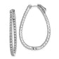 Sterling Silver Shimmer Rhodium-Plated 66 Stone 1.75mm Cz In And Out Oval Hinged Hoop Earrings