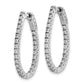 Sterling Silver Shimmer Rhodium-Plated 50 Stone 1.75mm Cz In And Out Oval Hinged Hoop Earrings