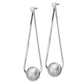 Sterling Silver Rhodium-Plated Diamond-Cut Beaded Chain Drop Post Earrings