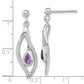 Sterling Silver Rh-Plated Amethyst Dangle Post Earrings