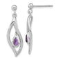 Sterling Silver Rh-Plated Amethyst Dangle Post Earrings