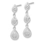 Sterling Silver Rhodium-Plated Cz Teardrop Post Dangle Earrings