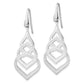 Sterling Silver Rhod. Polished Grooved Fancy Drop Dangle Earrings