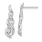 Sterling Silver Rhodium-Plated Twist Cz Post Dangle Earrings