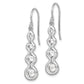 Sterling Silver Rhodium-Plated Drop Cz Wave Dangle Earrings