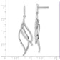 Sterling Silver Rhodium-Plated Cz Dangle Leaf Earrings