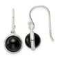 Sterling Silver Polished Onyx Bead Dangle Earrings