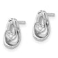 Sterling Silver Rh Polished Cz Post Dangle Earrings