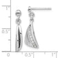 Sterling Silver Rh-Plated Brushed & Polished Cz Dangle Post Earrings