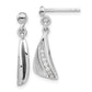 Sterling Silver Rh-Plated Brushed & Polished Cz Dangle Post Earrings