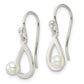 Sterling Silver Polished Teardrop W/ Imitation Pearl Shepherd Hook Earrings