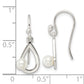 Sterling Silver Polished Teardrop W/ Imitation Pearl Shepherd Hook Earrings