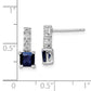 Sterling Silver Polished Rhodium Cr. Blue Spinel And Cz Post Dangle Earring