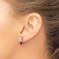 Sterling Silver Rhodium-Plated Created Ruby And Cz Post Dangle Earrings