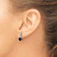 Sterling Silver Polished Rhodium Cr. Blue Spinel And Cz Post Dangle Earring