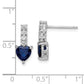 Sterling Silver Polished Rhodium Cr. Blue Spinel Cz Heart Post Earrings