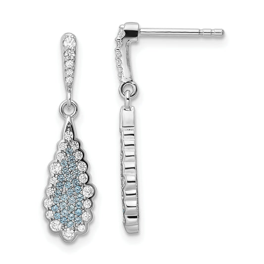 Sterling Silver Rhodium-Plated Cz Teardrop Earrings