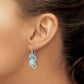 Sterling Silver Rhodium-Plated Polished Larimar Cat Dangle Earrings