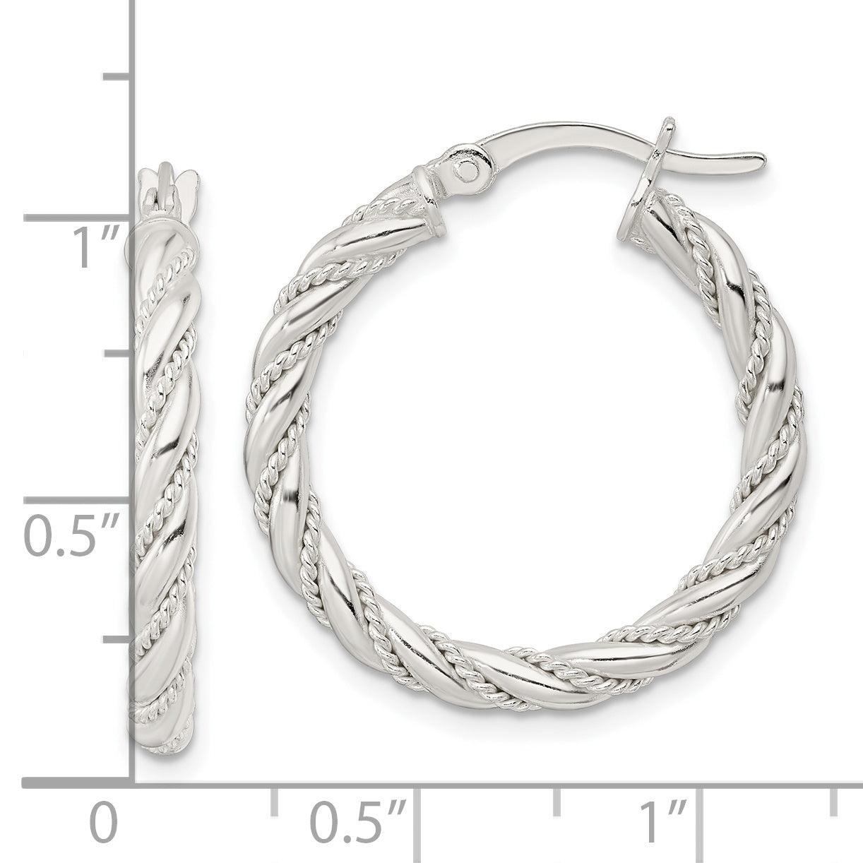 Sterling Silver Polished Twisted Rope Hoop Earrings