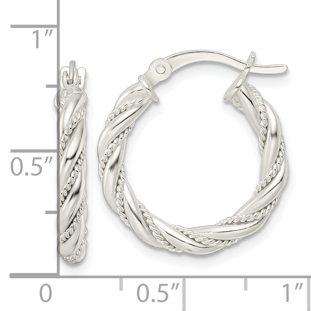 Sterling Silver Polished Twisted Rope Hoop Earrings