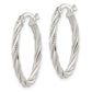 Sterling Silver Polished Twisted Rope Oval Hoop Earrings