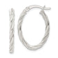 Sterling Silver Polished Twisted Rope Oval Hoop Earrings