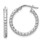 Sterling Silver Rhodium-Plated Polished 2.25mm Beaded Hoop Earrings