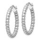 Sterling Silver Rhodium-Plated Polished 3mm Beaded Hoop Earrings