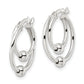 Sterling Silver Polished Double Circle Beaded Hoop Earrings